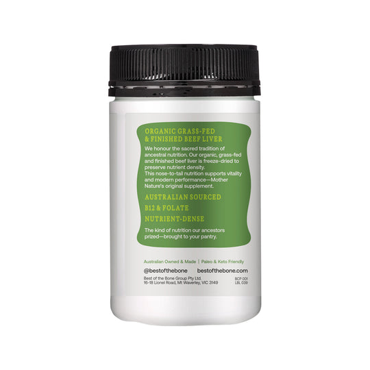 Best of the Bone Organic Beef Liver Nutrient Dense Superfood 180c