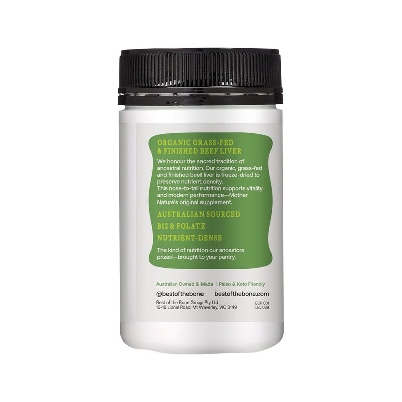 Best of the Bone Organic Beef Liver Nutrient Dense Superfood 180c