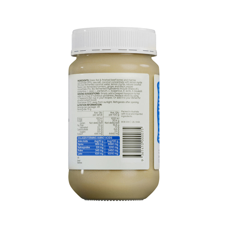 Best of the Bone Bone Broth Beef Concentrate Probiotic Bio-Fermented Coconut Lemon Myrtle Turmeric Papaya Leaf 390g