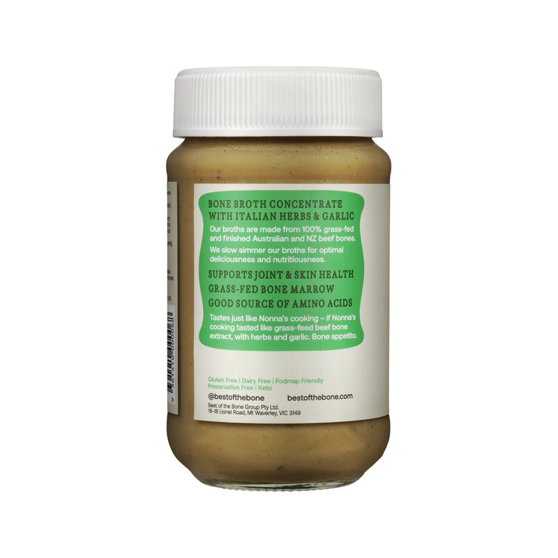 Best of the Bone Bone Broth Beef Concentrate Organic Italian Herbs & Garlic 390g