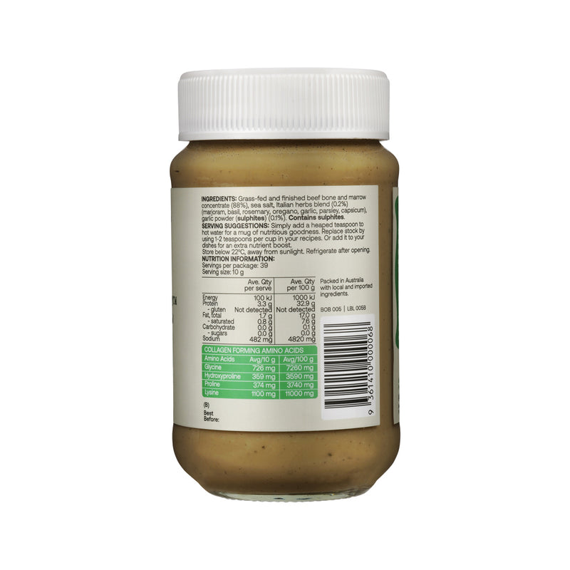 Best of the Bone Bone Broth Beef Concentrate Organic Italian Herbs & Garlic 390g