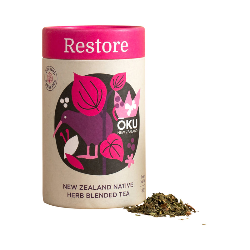 OKU NEW ZEALAND RESTORE NATIVE HERB BLENDED TEA LOOSE LEAF 30G  SELL THROUGH