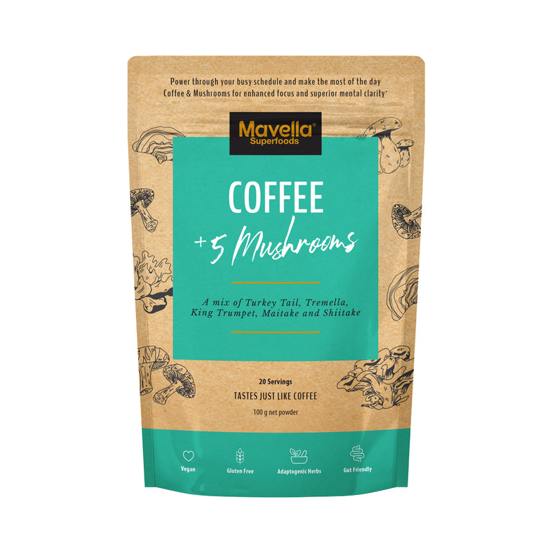 MAVELLA SUPERFOODS COFFEE + 5 MUSHROOMS 100G