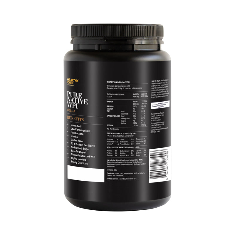 THE HEALTHY CHEF PURE NATIVE WPI COCOA 800G