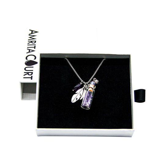 Amrita Court Aroma Necklace Crystal Bottle Amethyst + Purify Essential Oil 10ml Pk  SELL THROUGH