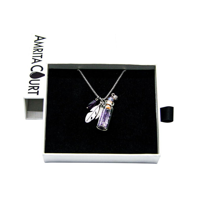 Amrita Court Aroma Necklace Crystal Bottle Amethyst + Purify Essential Oil 10ml Pk  SELL THROUGH