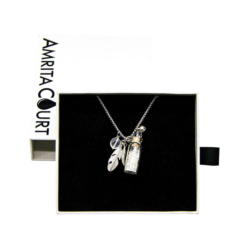 Amrita Court Aroma Necklace Crystal Bottle Clear Quartz + Purify Essential Oil Blend 10ml Pack  SELL THROUGH