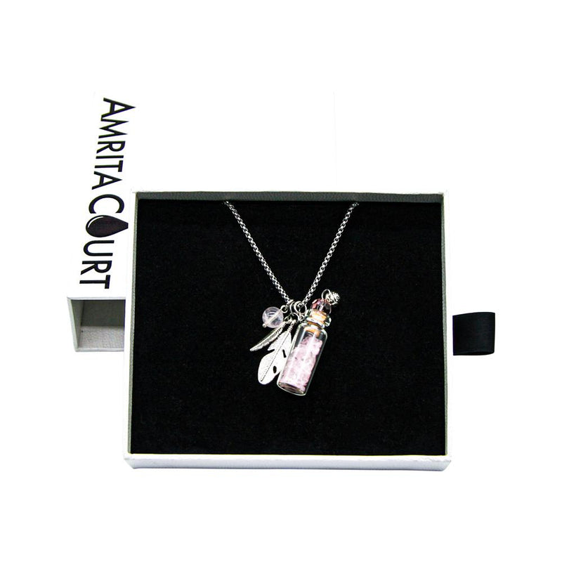 Amrita Court Aroma Necklace Crystal Bottle Rose Quartz + Purify Essential Oil 10ml Pk