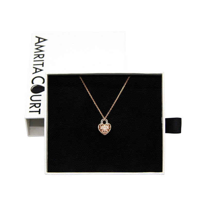 Amrita Court Aroma Necklace Rose Gold Heart Lock + Purify Essential Oil 10ml Pk  SELL THROUGH