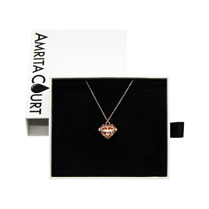Amrita Court Aroma Necklace Rose Gold Love Heart + Purify Essential Oil 10ml Pk