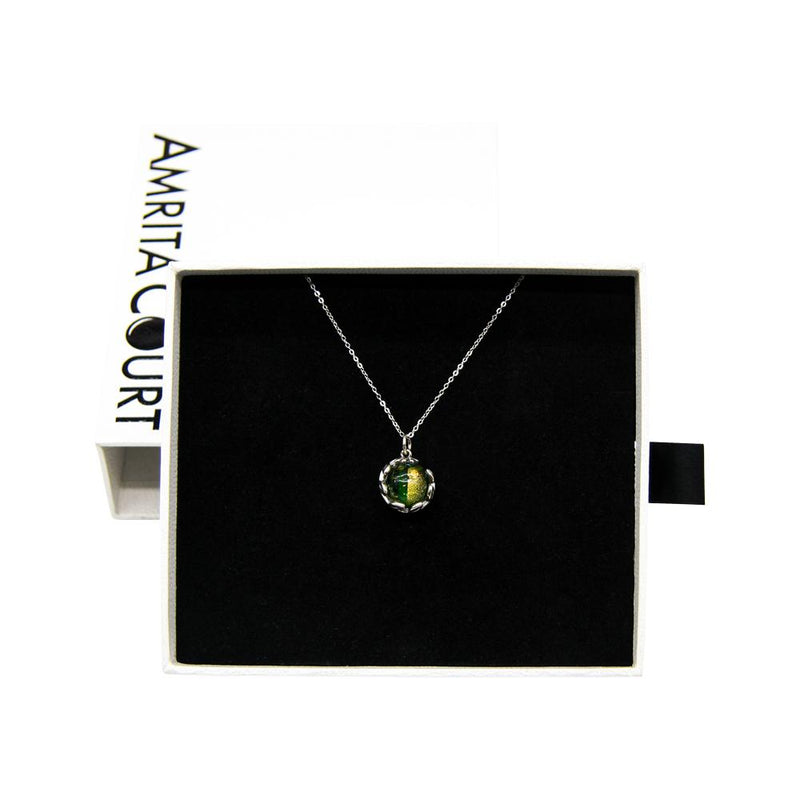 Amrita Court Aroma Necklace White Gold Planet Aurum Verdant (Golden Green) + Purify Essential Oil 10ml Pk  SELL THROUGH