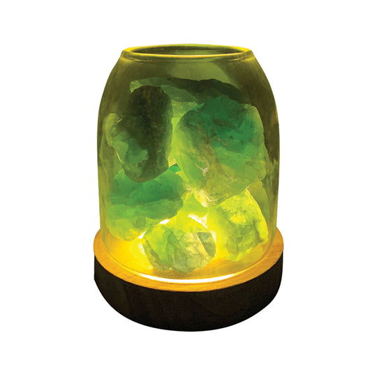 Amrita Court Aurora Crystal Diffuser Wooden Base with Light Green Calcite