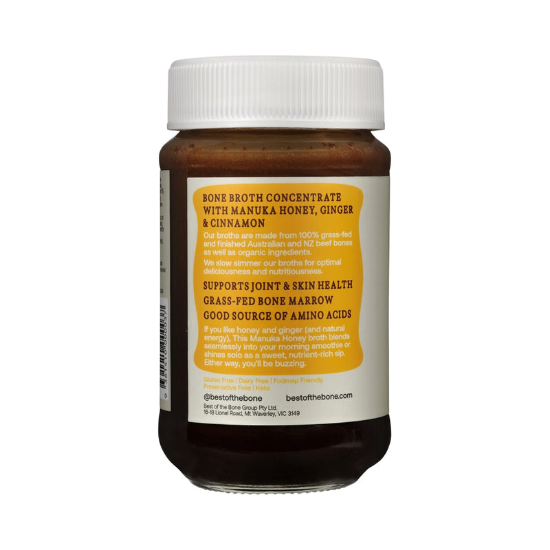 BEST OF THE BONE BONE BROTH BEEF CONCENTRATE MANUKA HONEY GINGER & CINNAMON 390G