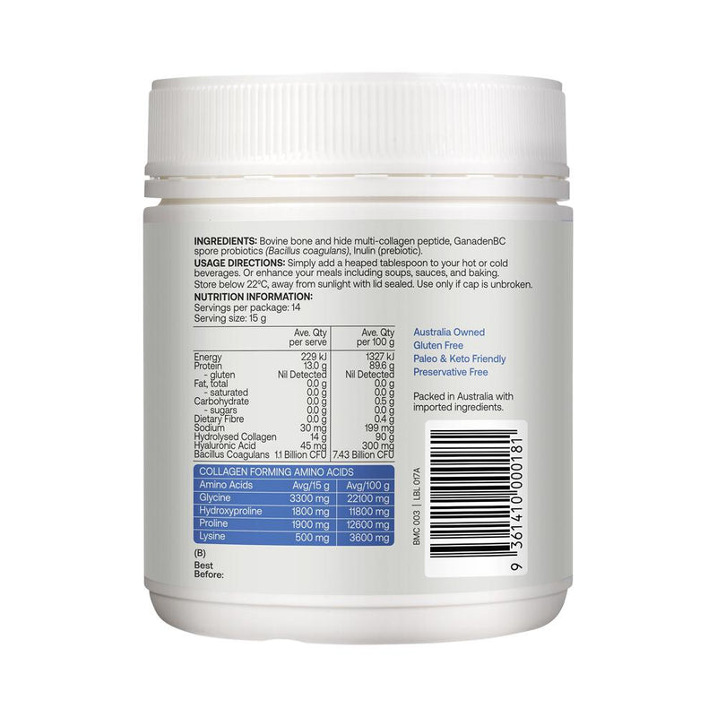 Best of the Bone Healing Multi-Collagen Protein Powder Gut & Immunity Blend with Probiotic Spores Unflavoured 210g