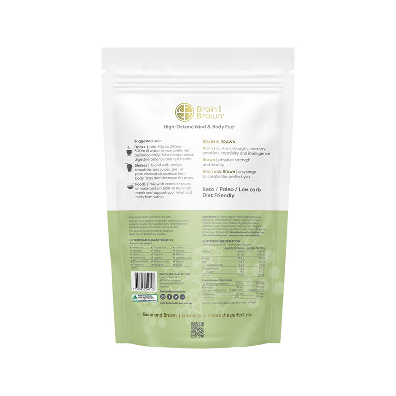 Brain and Brawn Optimal Body Organic Vegan Plant Protein Unflavoured 900g
