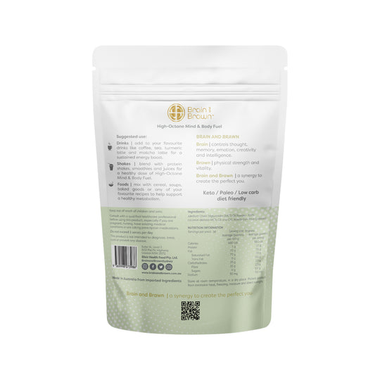 Brain and Brawn Vegan Keto MCT Oil Powder (with Prebiotic Fibre) Unflavoured 300g