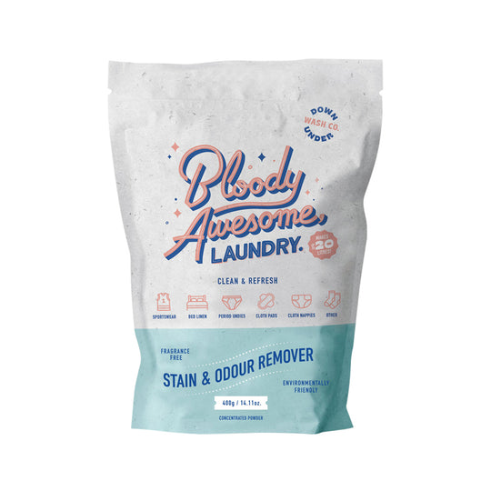 Downunder Wash Co. (Bloody Awesome Laundry) Stain & Odour Remover Powder Fragrance Free 400g SELL THROUGH NEW SKU 2961833