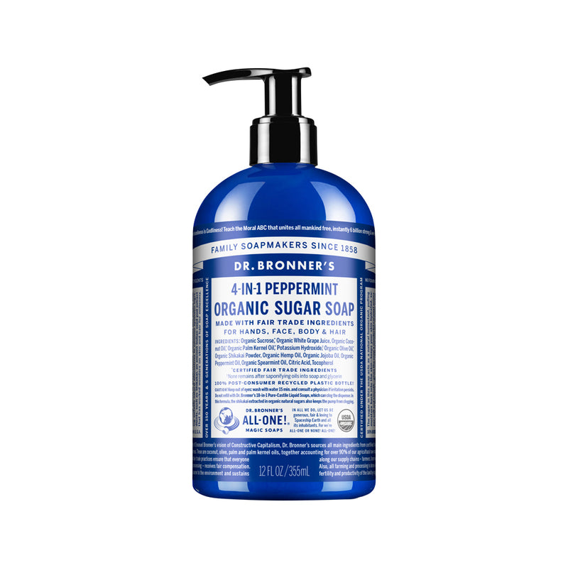 Dr. Bronners Organic Sugar Soap 4-in-1 Peppermint (Pump) 355ml