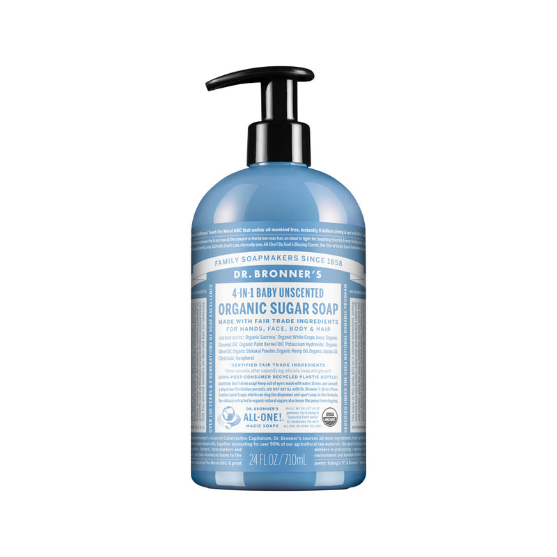 Dr. Bronners Organic Sugar Soap 4-in-1 Unscented (Baby) (Pump) 710ml