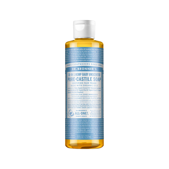 DR. BRONNERS PURE-CASTILE MAGIC SOAP LIQUID (18-IN-1) BABY UNSCENTED 237ML