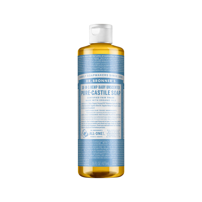 DR. BRONNERS PURE-CASTILE MAGIC SOAP LIQUID (18-IN-1) BABY UNSCENTED 473ML