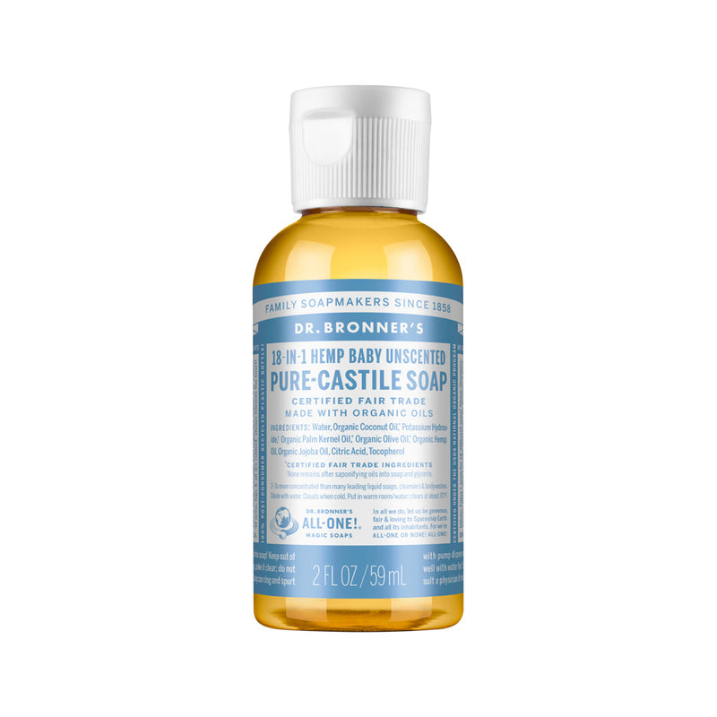 DR. BRONNERS PURE-CASTILE MAGIC SOAP LIQUID (18-IN-1) BABY UNSCENTED 59ML
