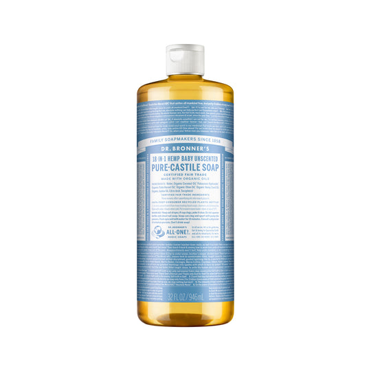 DR. BRONNERS PURE-CASTILE MAGIC SOAP LIQUID (18-IN-1) BABY UNSCENTED 946ML