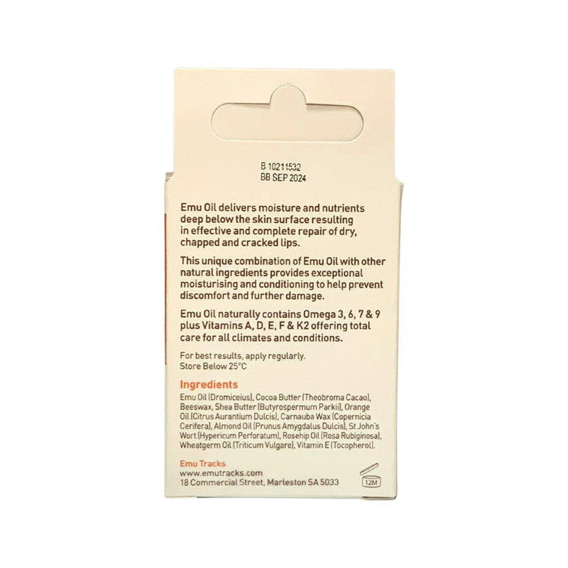 Emu Tracks Emu Oil Lip Balm Orange Flavour 4.5g
