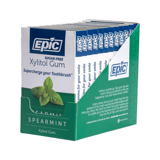 Epic Xylitol (Sugar-Free) Gum Spearmint 12 Piece Blister Pack x 12 Display