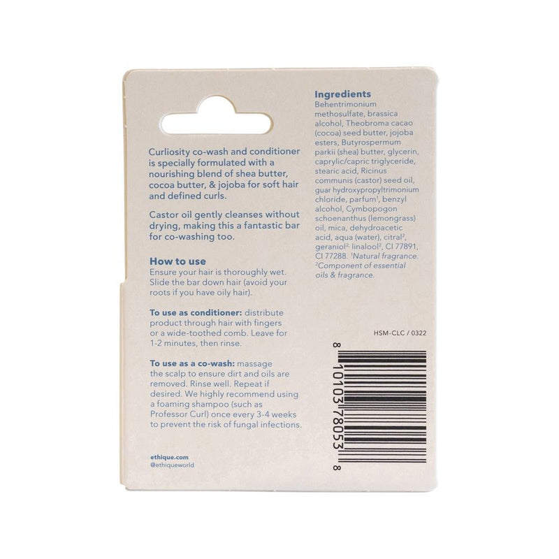 Ethique Bar Co-Wash and Conditioner Curliosity (Cares For Curly Hair) 15g  SELL THROUGH