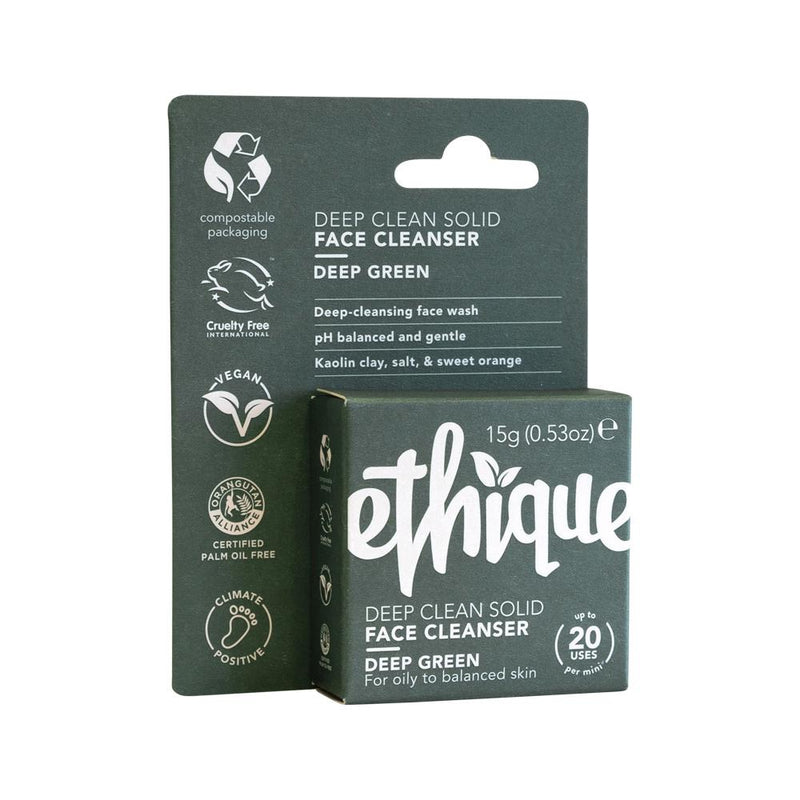 Ethique Bar Face Cleanser Deep Clean Solid Deep Green (For Oily To Balanced) 15g  SELL THROUGH