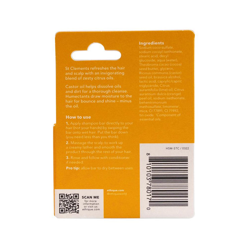 Ethique Bar Shampoo Clarifying Solid St Clements (Refreshes Oily Hair) 15g  SELL THROUGH