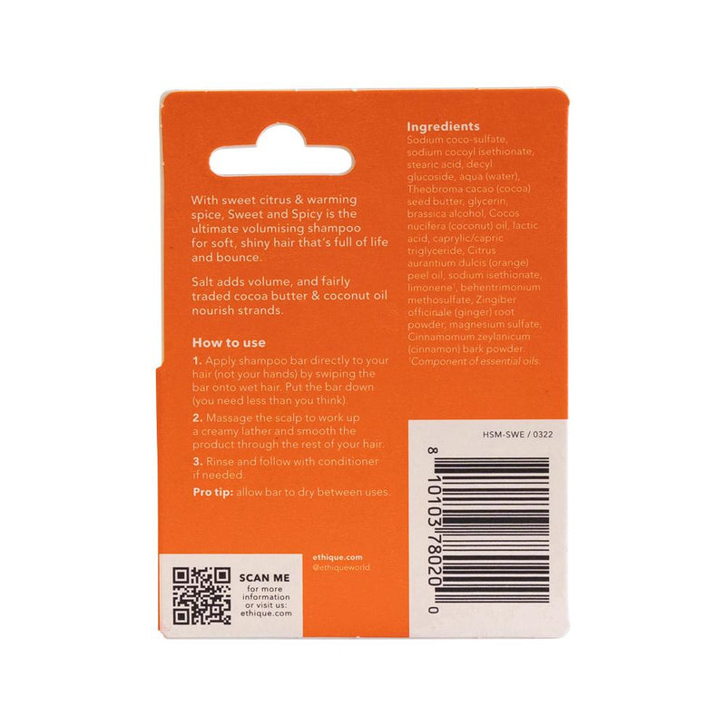 Ethique Bar Shampoo Volumising Solid Sweet & Spicy (Adds Oomph To Fine Hair) 15g  SELL THROUGH