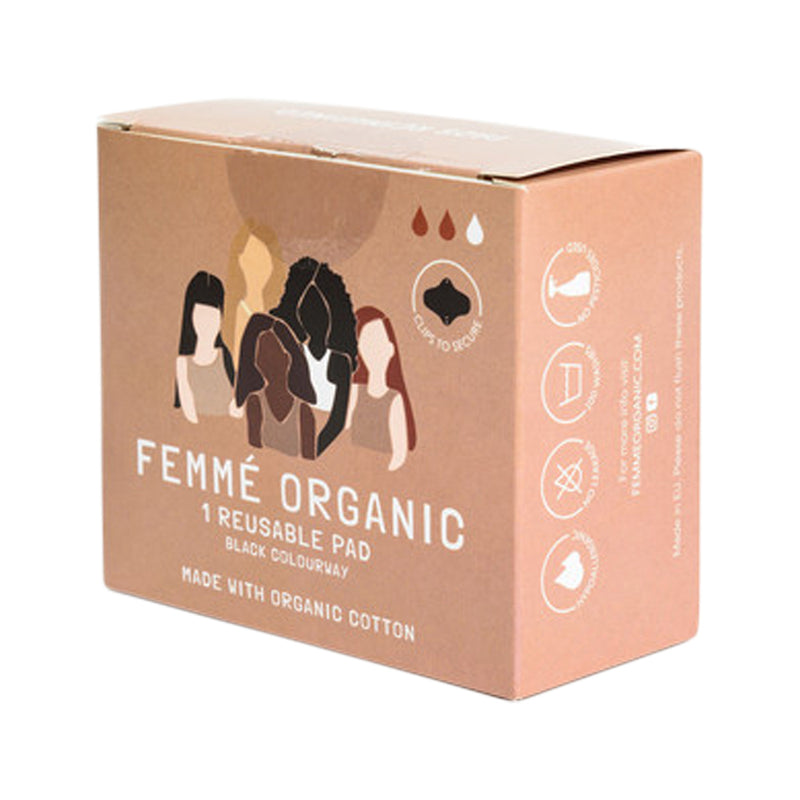 Femme Organic Organic Cotton Reusable Pad Black