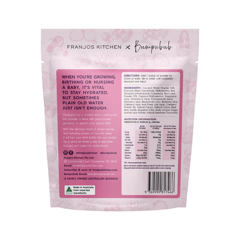 Franjos Kitchen Motherhood Hydration Powder Mixed Berry & Coconut Water 150g