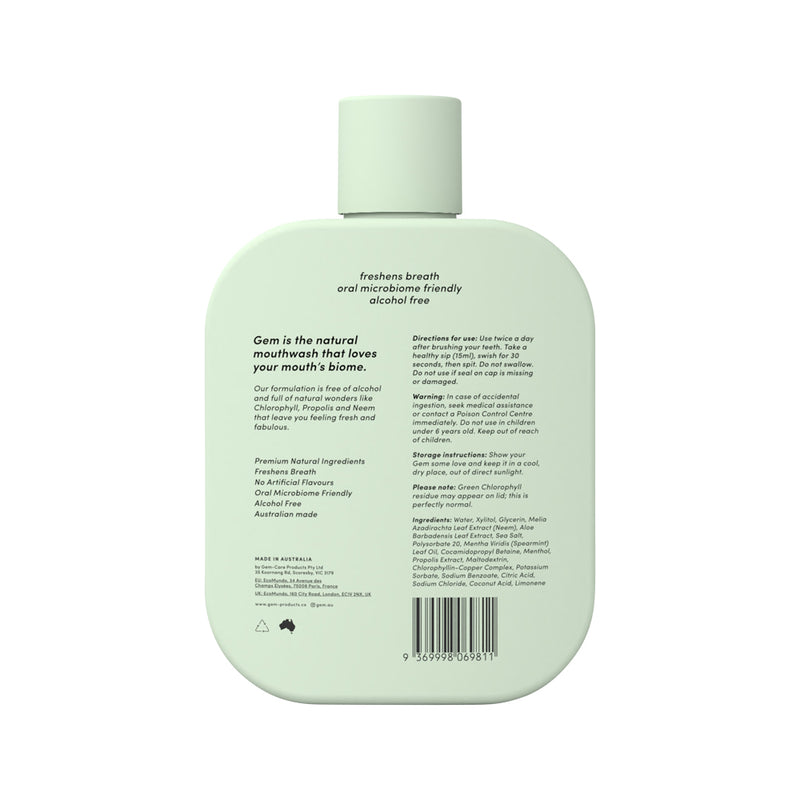 Gem Premium Natural Mouthwash Crisp Mint (with Chlorophyll Propolis & Neem) 500ml
