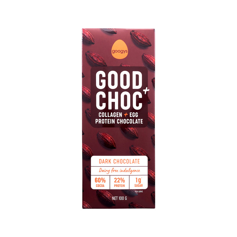 Googys Good Choc+ (Collagen + Egg Protein Chocolate) Dark 100g x 10 Display