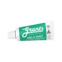Grants Of Australia Natural Toothpaste Mild Mint with Aloe Vera Travel Size 25g x 12 Display