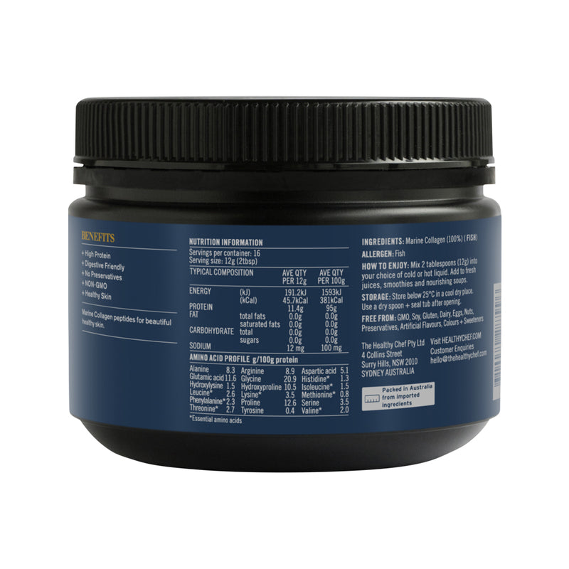 The Healthy Chef Marine Collagen (100% Collagen Peptides) Unflavoured 200g