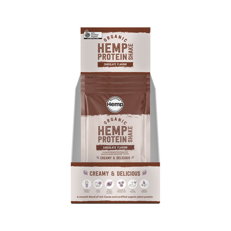 Hemp Foods Australia Organic Hemp Protein Shake Chocolate Sachet 35g x 7 Display
