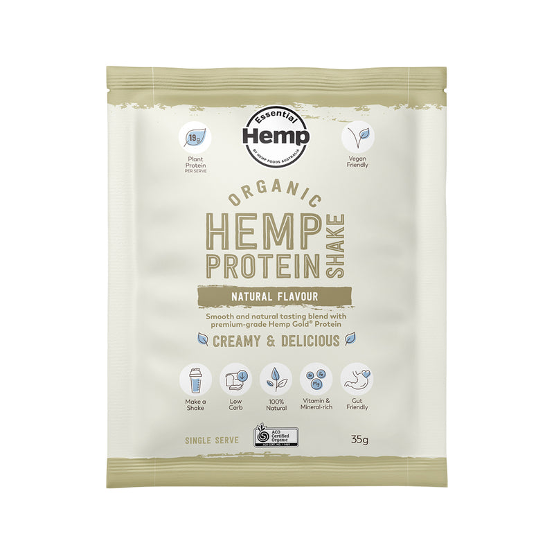 Hemp Foods Australia Organic Hemp Protein Shake Natural Sachet 35g x 7 Display