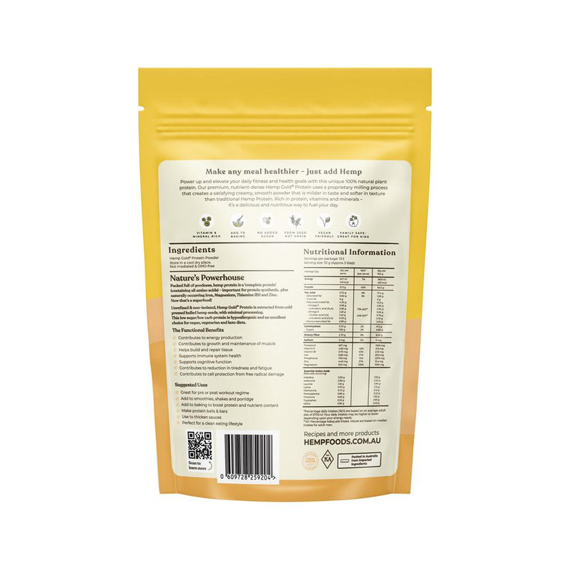 Hemp Foods Australia Organic Hemp Gold Protein 450g