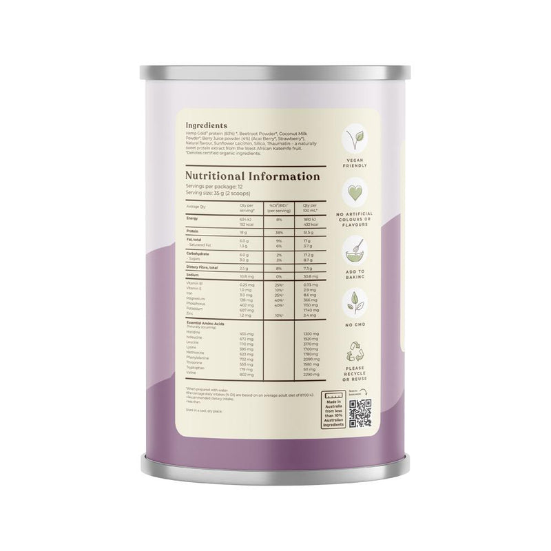 Hemp Foods Australia Organic Hemp Protein Shake Mixed Berry 420g