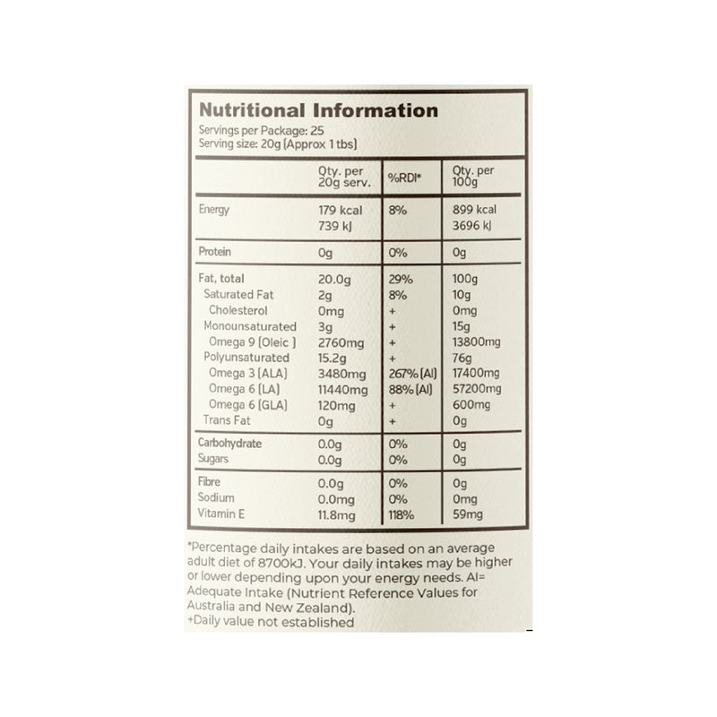 Hemp Foods Australia Organic Hemp Gold Seed Oil 500ml