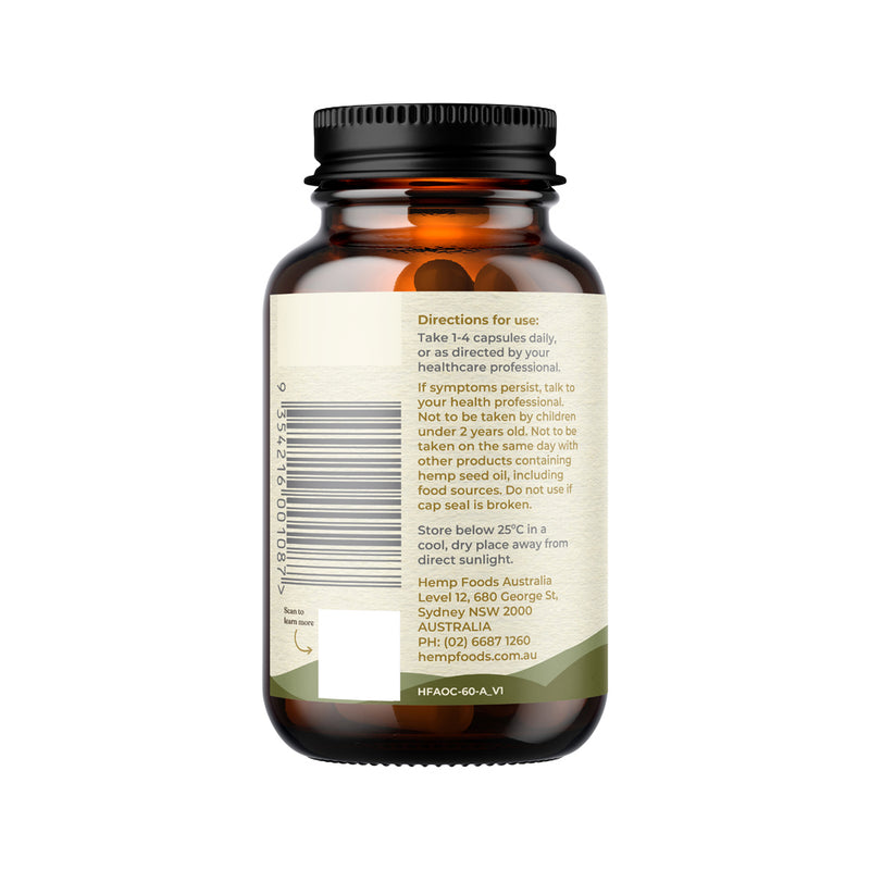 Hemp Foods Australia Plant-Based Omega Hemp Gold Seed Oil Capsules 1000mg 60c