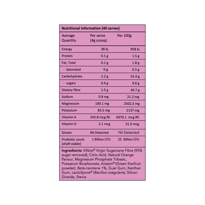 Kfibre Pro Dietary Constipation Support Natural Orange Tub 160g