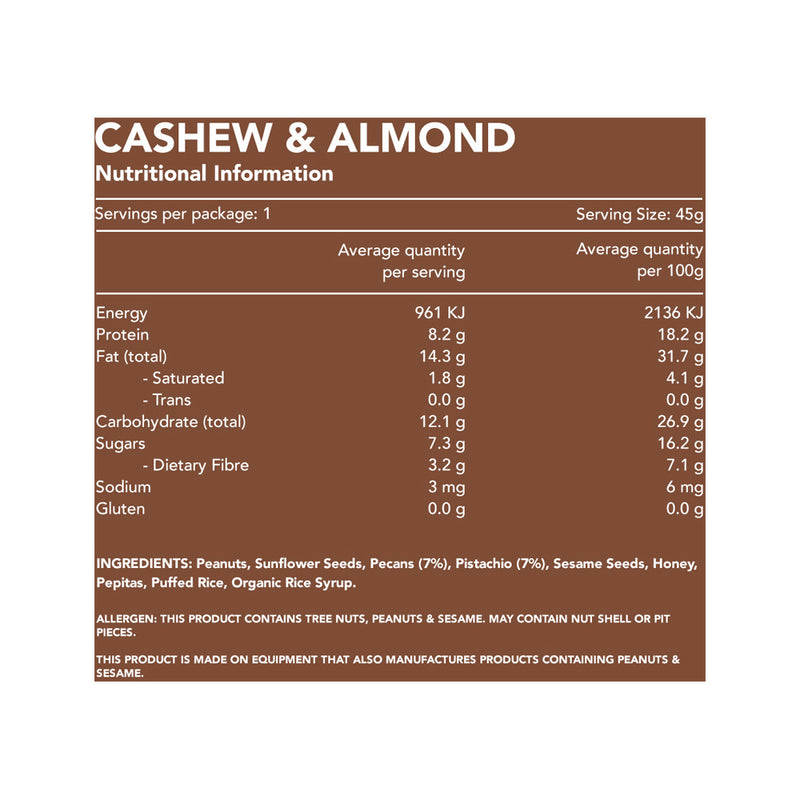 Kuranda Wholefoods Gluten Free Nut Bars Cashew & Almond 45g x 16 Display