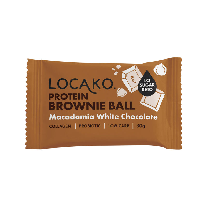 Locako Protein Brownie Ball Macadamia White Chocolate 30g x 10 Display