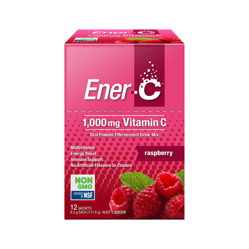Martin & Pleasance Ener-C 1000mg Vitamin C Drink Mix Raspberry Sachet 9.3g x 12 Pack
