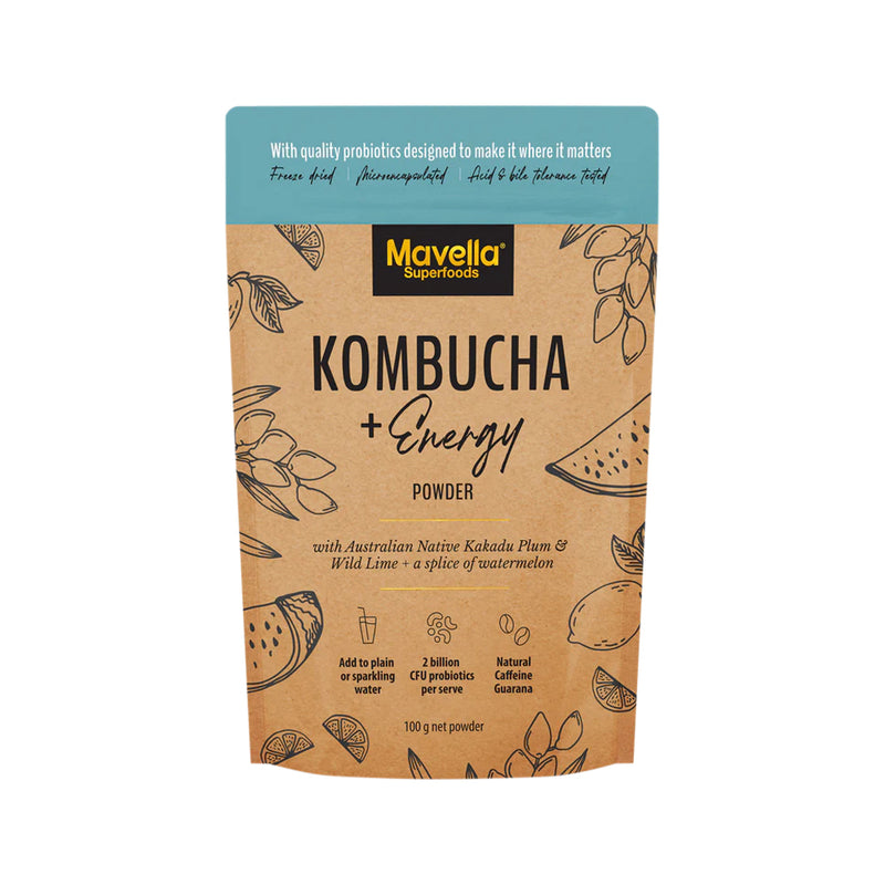Mavella Superfoods Kombucha + Energy Powder with Australian Native Kakadu Plum & Wild Lime & Watermelon 100g